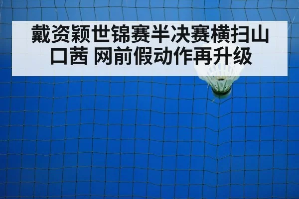 戴资颖世锦赛半决赛横扫山口茜 网前假动作再升级